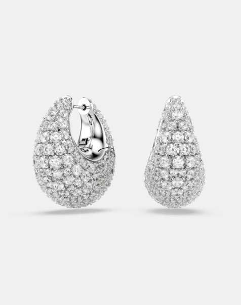 Swarovski Sublima earrings, large, white, rhodium plated in white - view 1