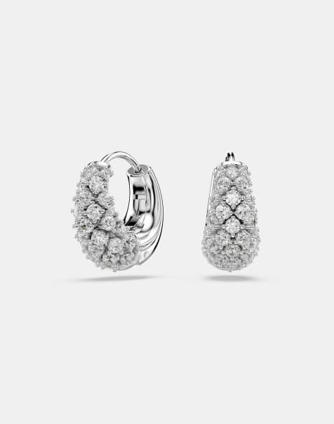 Swarovski Sublima earrings, white, rhodium plated in white - view 1