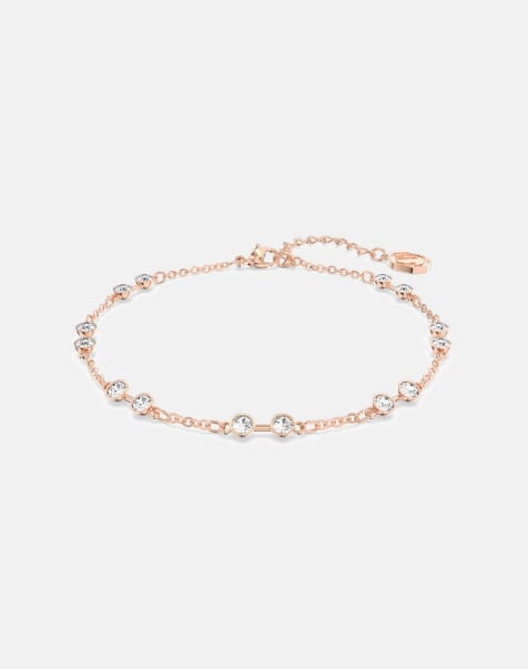 Swarovski Swarovski remix collection strand, round cut, white, rose gold-tone plated in white, rose-gold tone plated - view 1