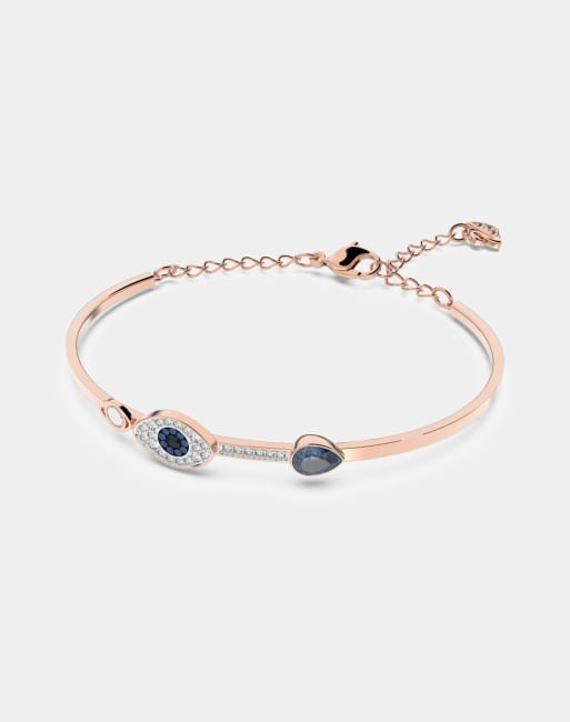 Swarovski symbolic evil eye bangle in rose gold