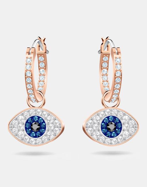 Swarovski symbolic evil eye hoop earrings in rose gold-tone plated