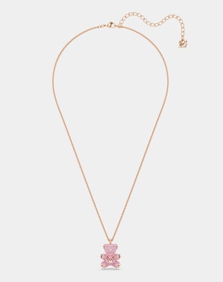 Swarovski Teddy pendant, bear, pink, rose gold-tone plated in pink, rose-gold tone plated