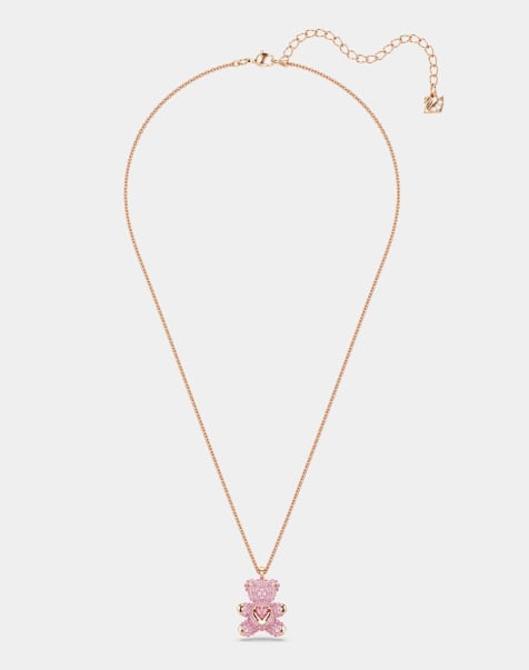 Swarovski Teddy pendant, bear, pink, rose gold-tone plated in pink, rose-gold tone plated - view 1