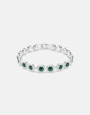 Swarovski Una angelic bracelet, round cut, pavé, medium, green, rhodium ...