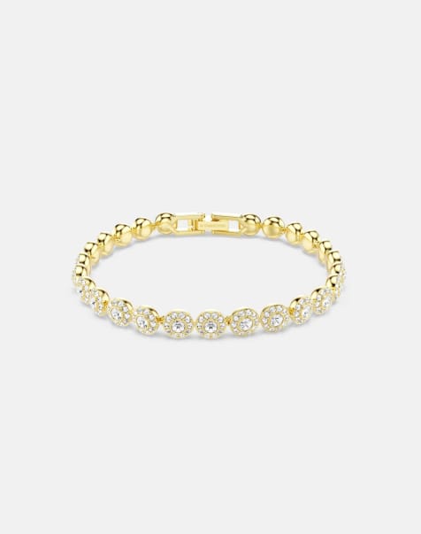 Swarovski Una angelic bracelet, round cut, white, gold-tone plated in white, gold-tone plated - view 1