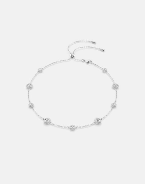 Swarovski Una angelic necklace, round cut, double sided motifs, white, rhodium plated in white - view 1