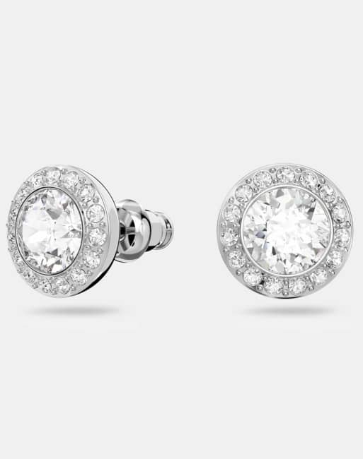 Swarovski Una angelic stud earrings, round cut, white, rhodium plated in white, rhodium plating, 2 of 3