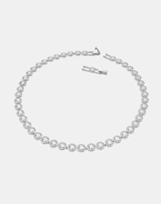 Swarovski Una Angelic Tennis round cut necklace in silver | ASOS