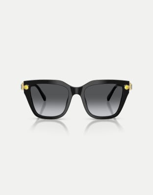 Swarovski - Unregelmäßig geformte, polarisierte Sonnenbrille in Schwarz mit grauen Gläsern