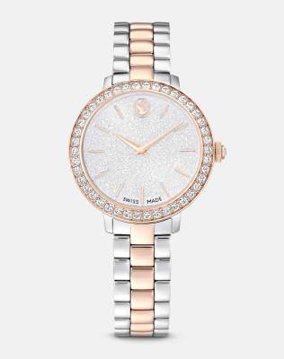 Swarovski Watch, swiss made, metal bracelet, silver tone, rose gold-tone finish in rose gold tone