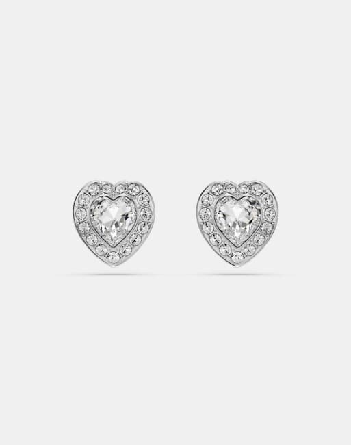 Swarovski X Ariana Grande stud earrings with rhodium plate in white 
