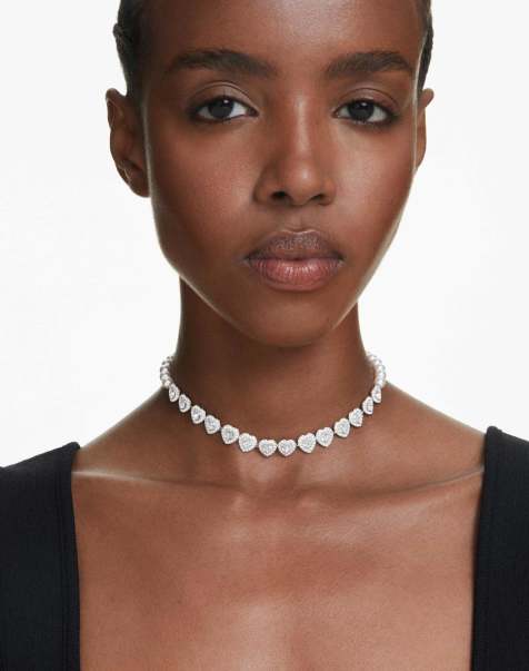 Swarovski X Ariana Grande tennis choker with rhodium plate in white - view 1