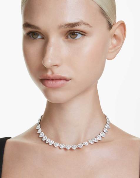 Swarovski X Ariana Grande tennis necklace with rhodium plate in white - view 1