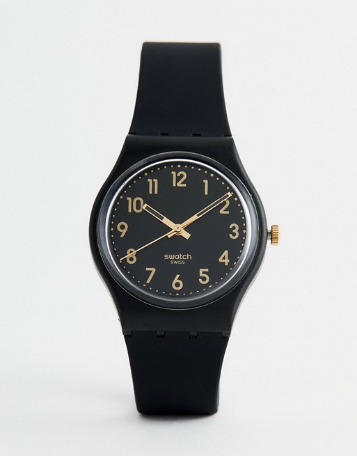 Swatch GB274 Original Golden Tac Watch In Black