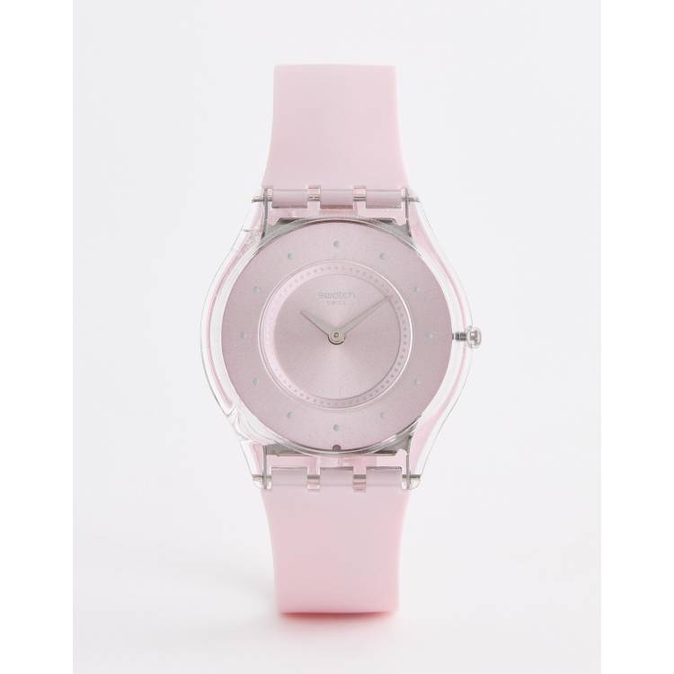 Swatch SFE111 Pink Pastel Skin Silicone Watch ASOS