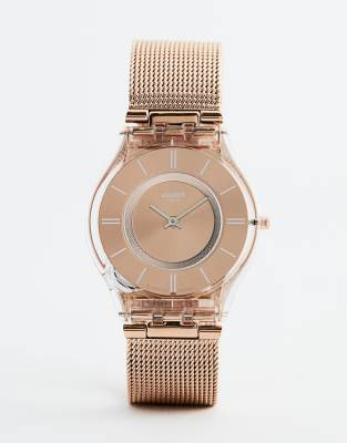 swatch rose gold watch