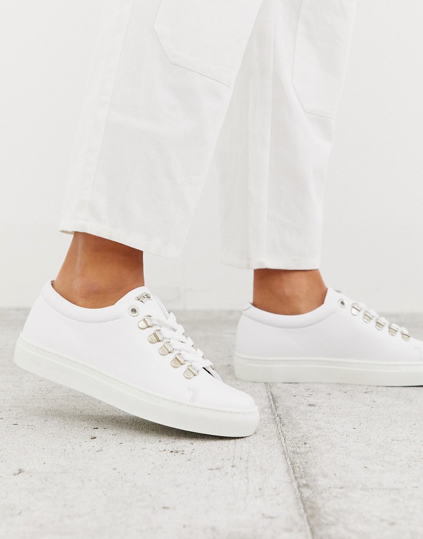 Swear - Sneakers in pelle bianca con gancetti argento-Bianco
