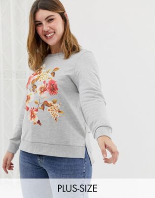 Sweatshirt med blomstermotiv fra Junarose-Grå