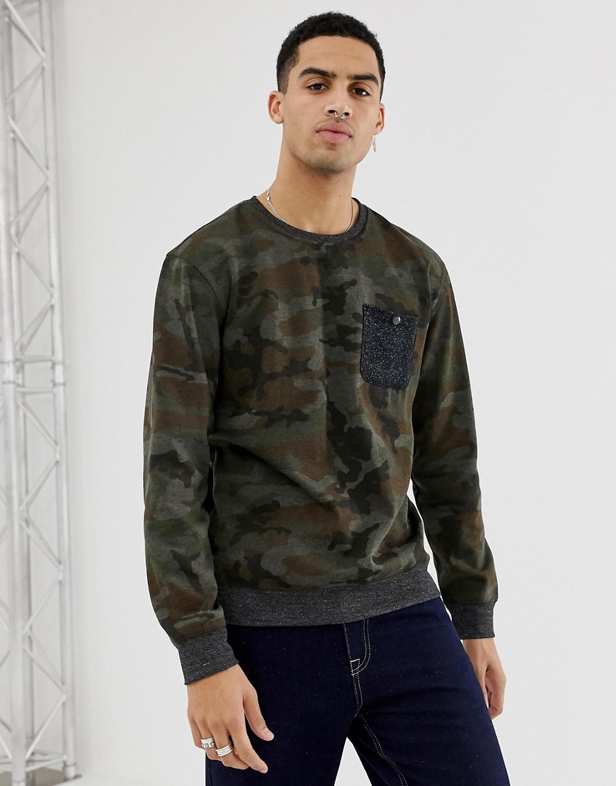 Sweatshirt med camouflageprint fra Brooklyn Cloth-Grøn