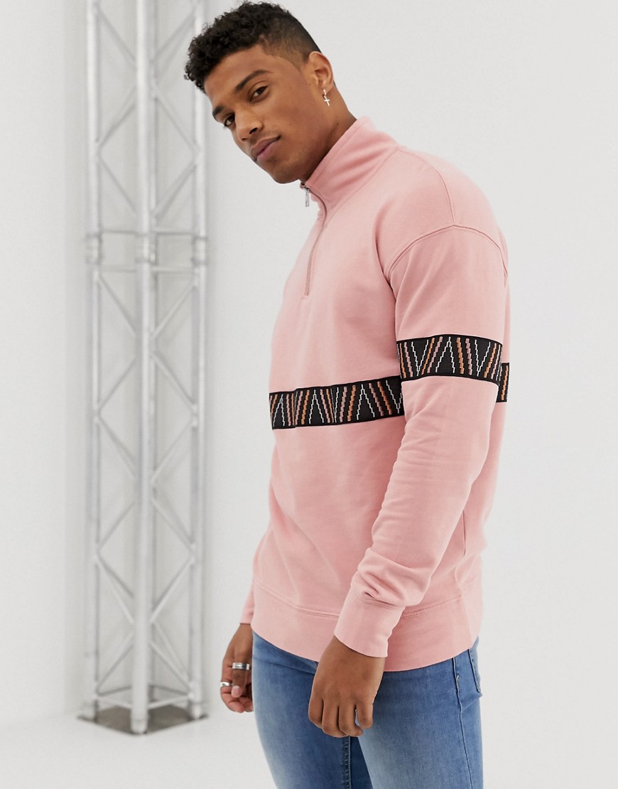 Sweatshirt med halv lynlås fra Jack & Jones Originals-Pink