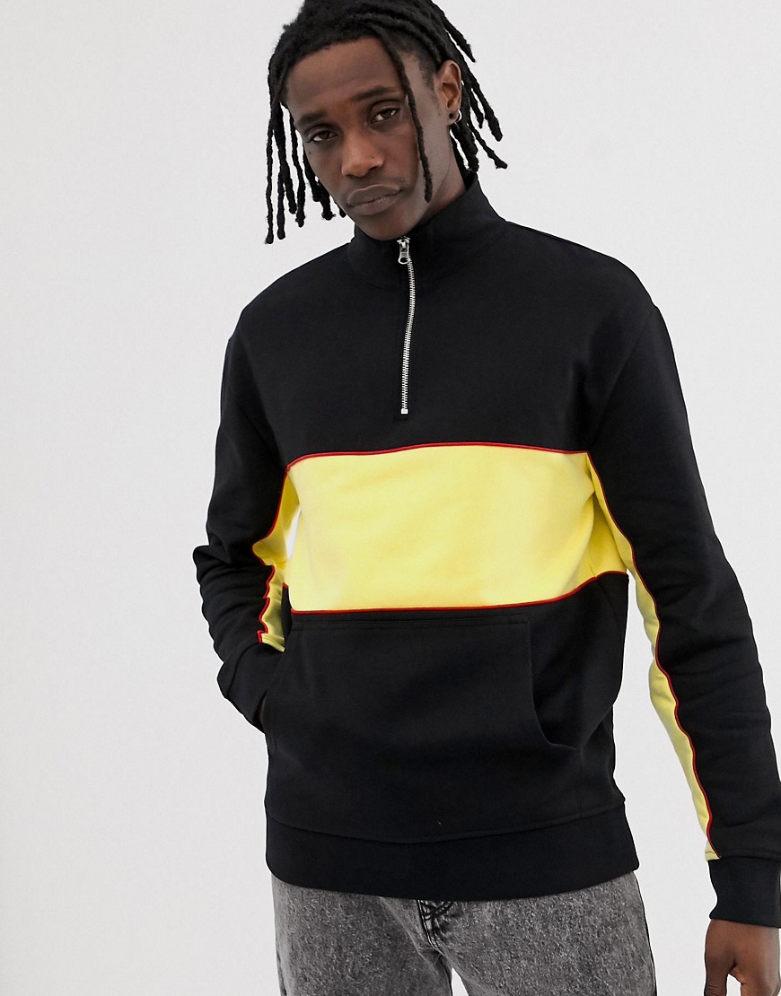 Sweatshirt med halv lynlås i sort fra New Look