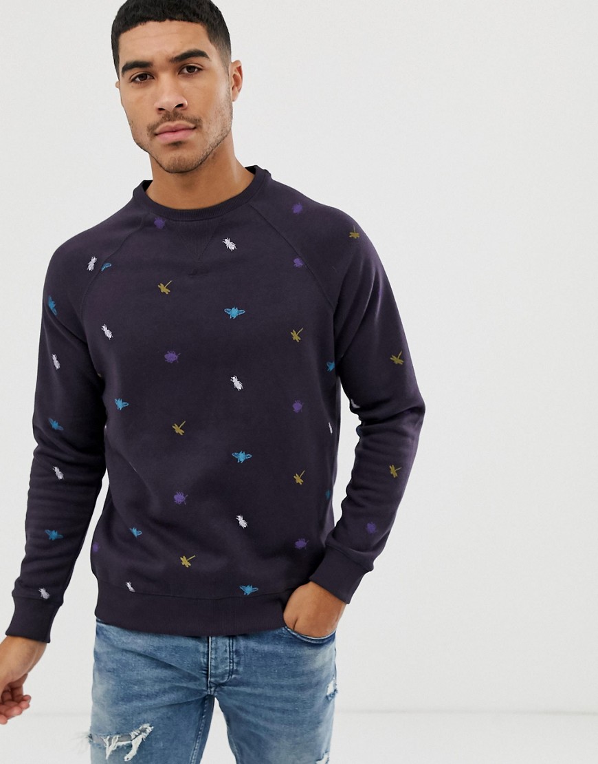 Sweatshirt med insektprint i blå fra Blend