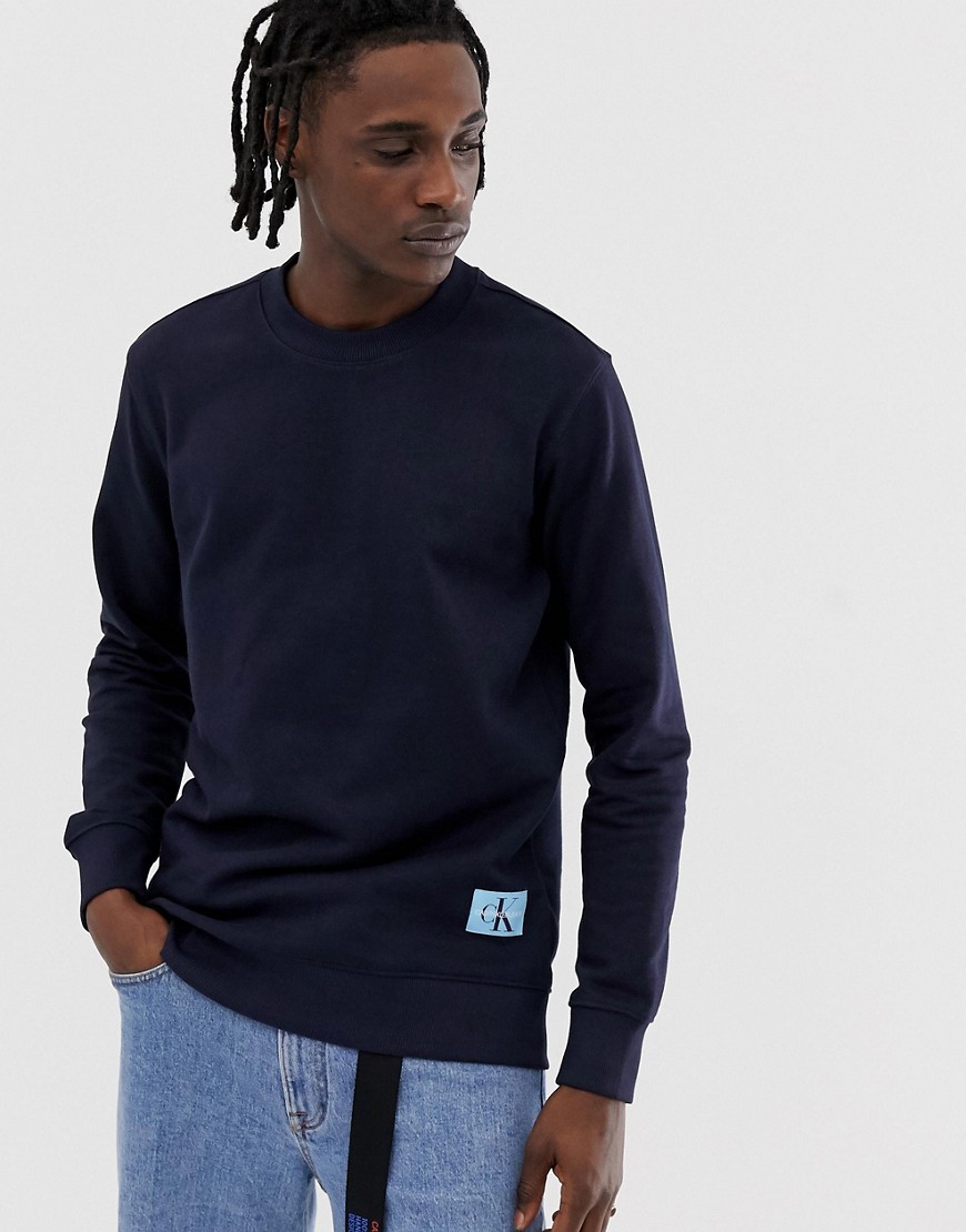 Sweatshirt med logo på brystet fra Calvin Klein Jeans-Marineblå