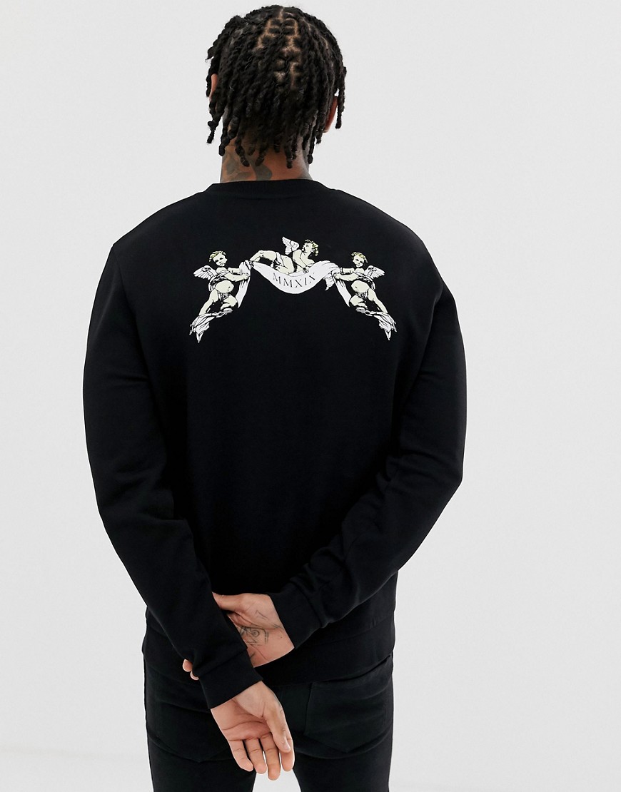 Sweatshirt med print på ryggen fra ASOS DESIGN-Sort