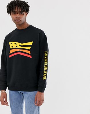 Sweatshirt med rund hals og logo fra Calvin Klein Jeans-Sort