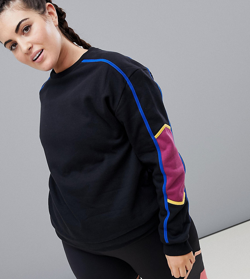 Sweatshirt med striber fra South Beach Plus-Multifarvet