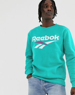 Sweatshirt med vectorlogo i teal fra Reebok-Blå