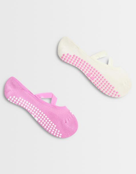 Sweaty Betty 2 pack ballet gripper socks in cream and pink - view 1