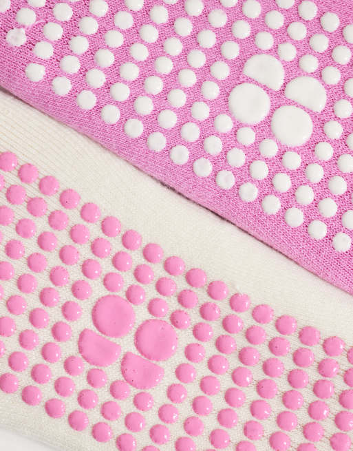 Sweaty Betty 2 pack ballet Pilates grip socks in cream and pink, 2 of 3