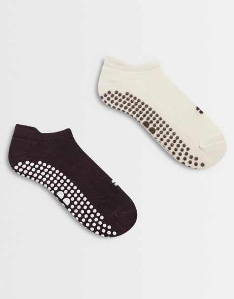 Sweaty Betty 2 pack Reformer Pilates sock in cream and brown - view 1