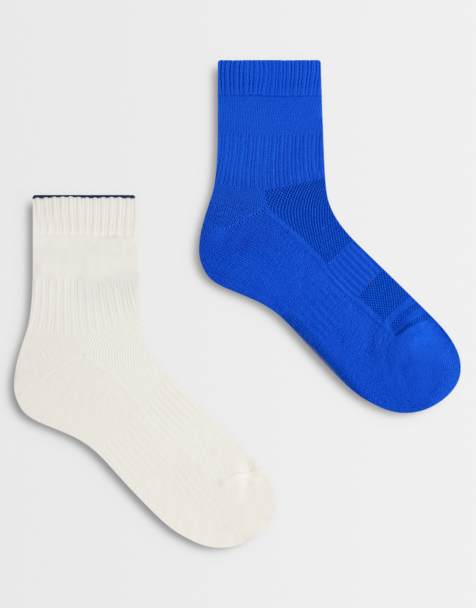 Sweaty Betty 2 pack running crew socks in blue and beige - view 1