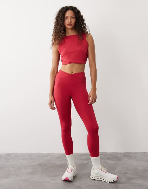 Sweaty Betty - All Day - Rød cropped slå-om-tanktop, 3 af 4