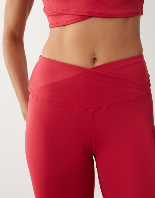 Sweaty Betty – All Day – Röda leggings med omlottmidja, 3 av 5