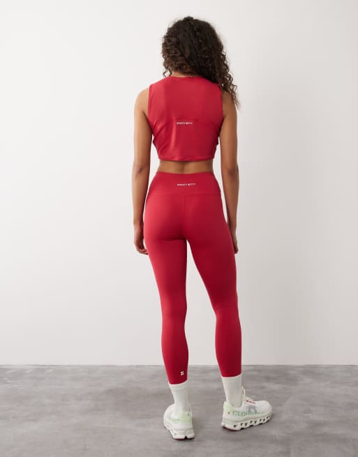 Sweaty Betty – All Day – Röda leggings med omlottmidja, 5 av 5