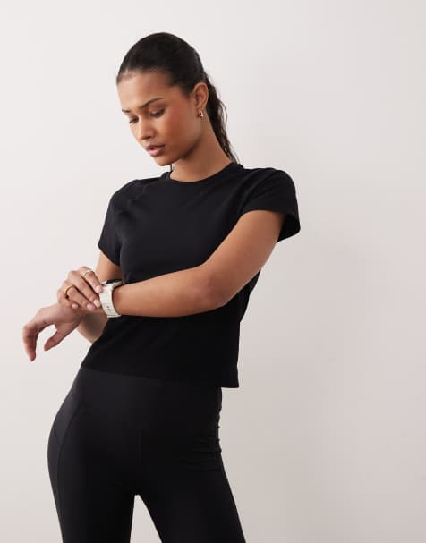 Sweaty Betty Athlete crop seamless workout t-shirt in black - view 1