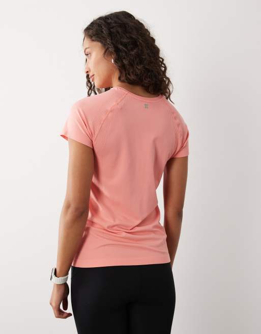 Sweaty Betty Athlete - Lyserød sømløs trænings-T-shirt, 3 af 4