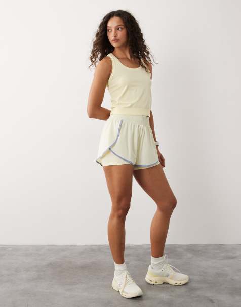 Sweaty Betty - Athlete - Naadloze cropped sportset in geel - view 1