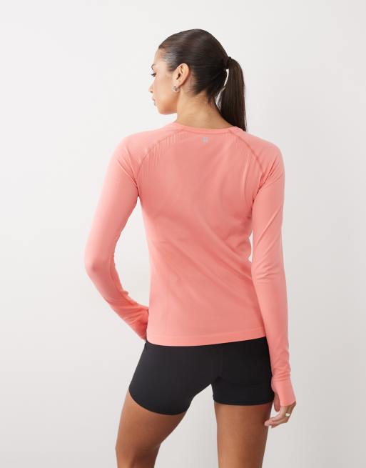 Sweaty Betty Athlete Seamless Workout Long Sleeve Top in melon pink, 3 of 4