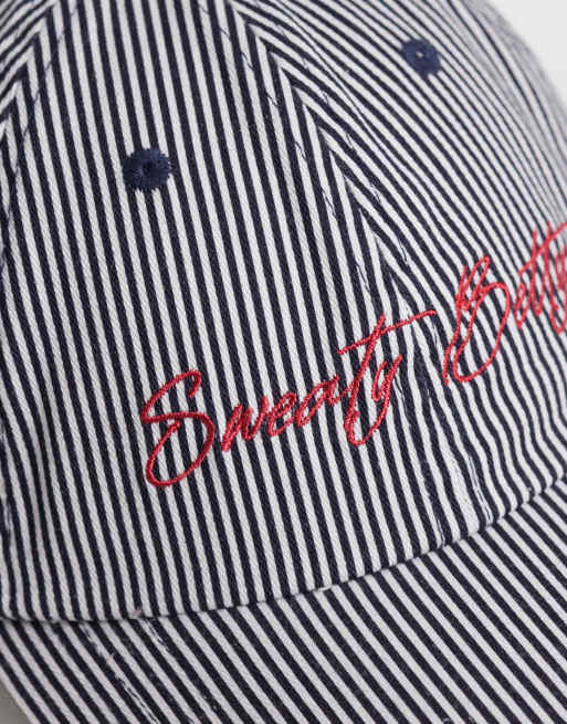 Sweaty Betty azure lifestyle cap in navy blue stripes, 3 of 3