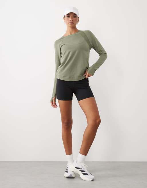 Sweaty Betty breathe easy mesh long sleeve top in dark green, 2 of 4