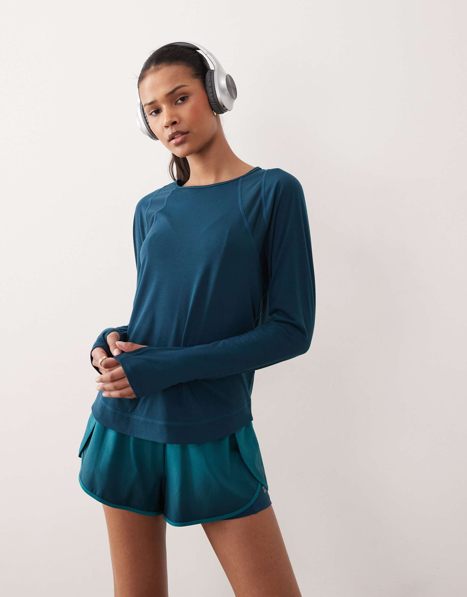 sweaty betty breathe easy mesh long sleeve top in deep green