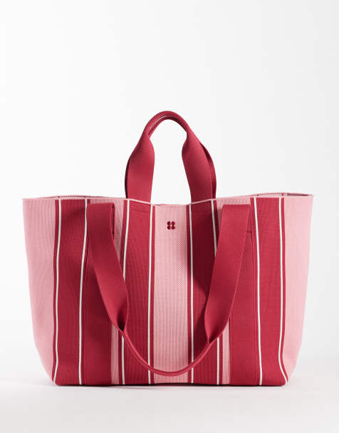 Sweaty Betty canvas printed tote bag in red and pink - view 1