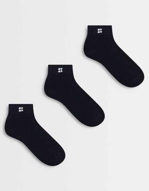 Sweaty Betty Essentials 3 pack mini crew sock in black - view 1