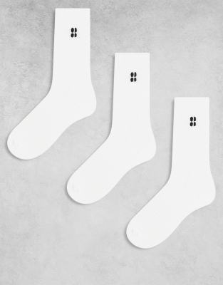 Sweaty Betty - Essentials - 3er-Pack Crew-Socken in Weiß