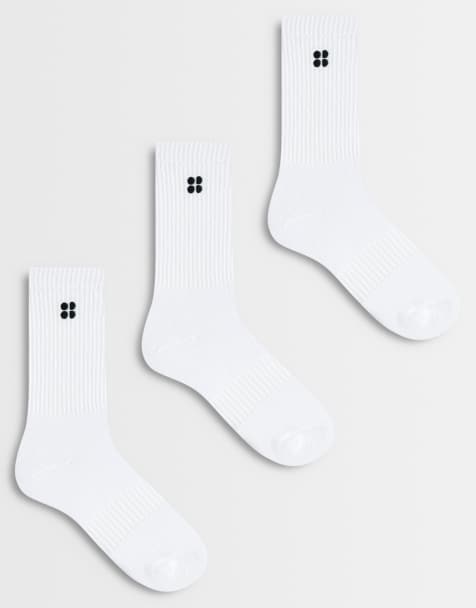 Sweaty Betty essentials crew socks 3 pack in white - view 1