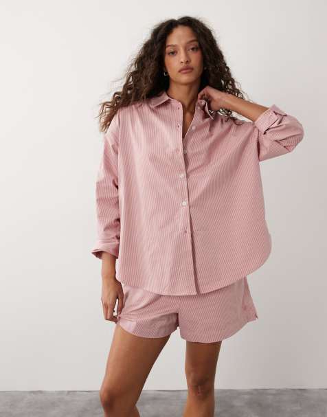Sweaty Betty – Letnia koszula w różowo-białe paski - view 1